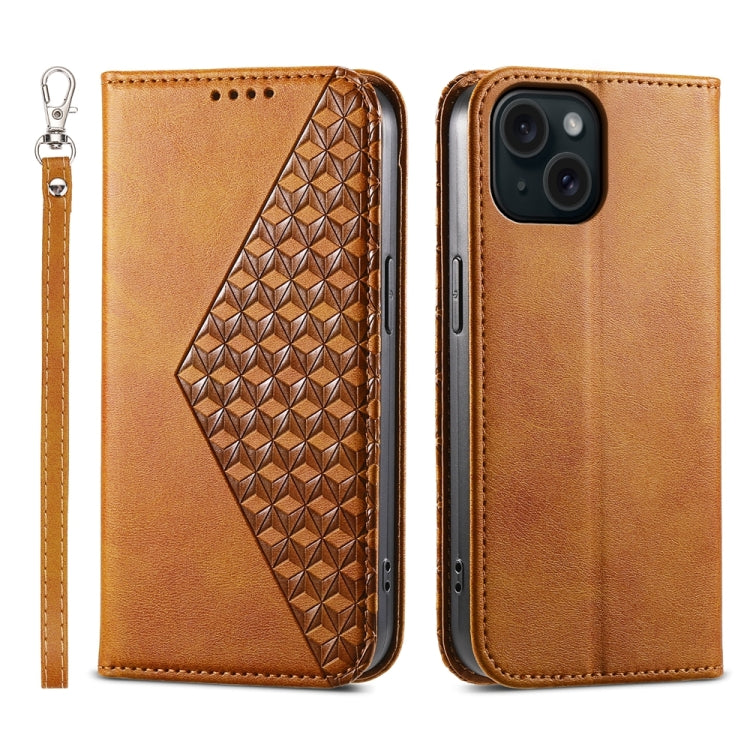 Cubic Grid Calf Texture Magnetic Leather Phone Case, Series 2