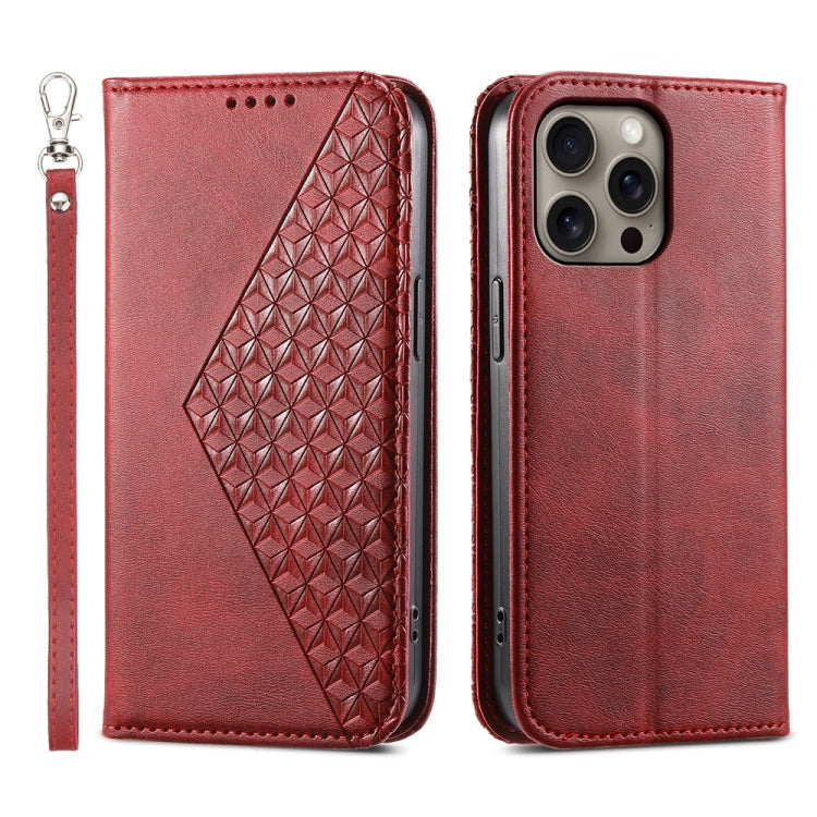 Cubic Grid Calf Texture Magnetic Leather Phone Case, Series 2