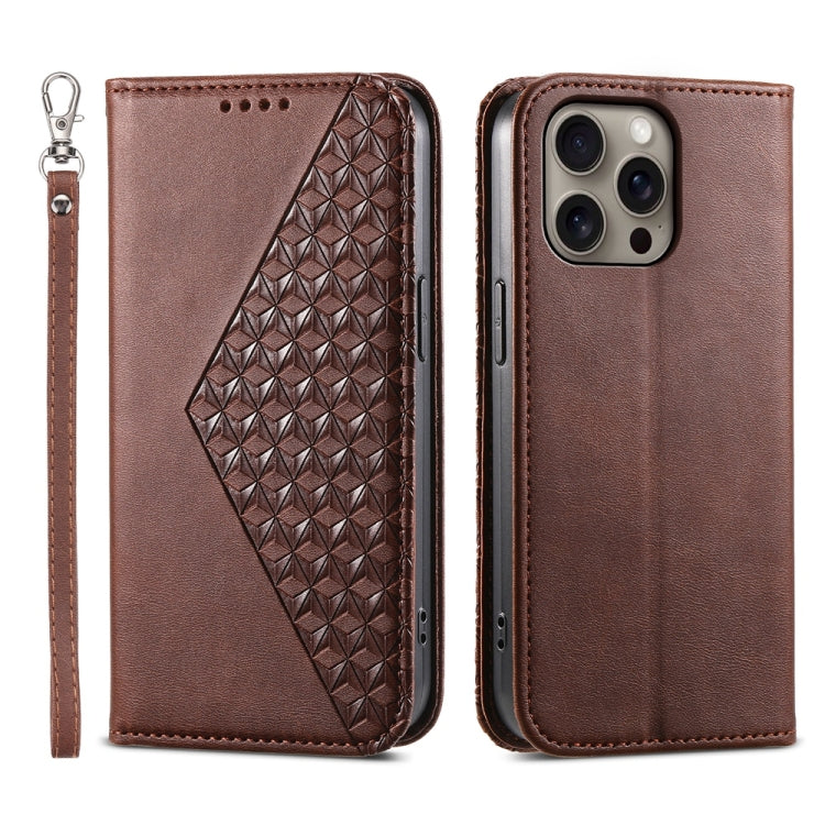 Cubic Grid Calf Texture Magnetic Leather Phone Case, Series 2