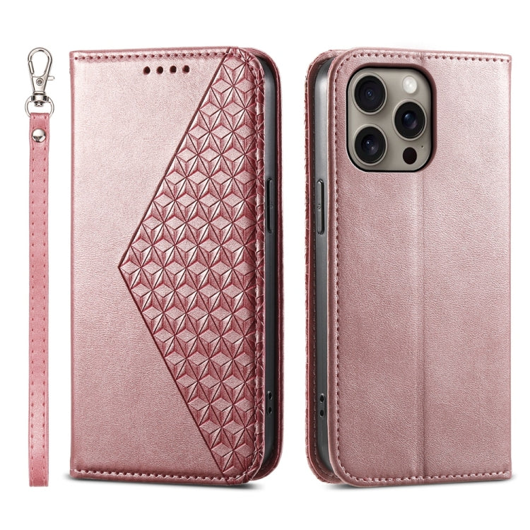 Cubic Grid Calf Texture Magnetic Leather Phone Case, Series 2