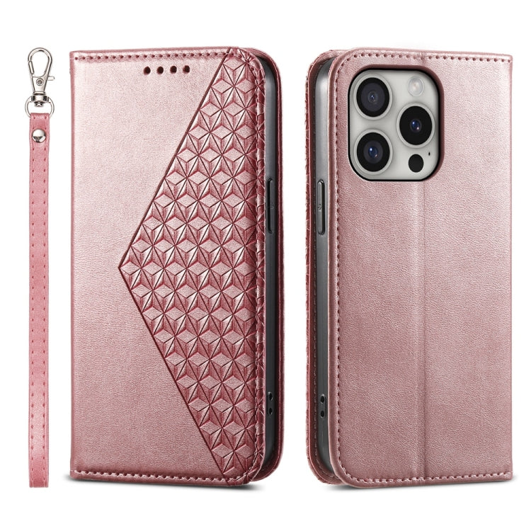 Cubic Grid Calf Texture Magnetic Leather Phone Case, Series 1