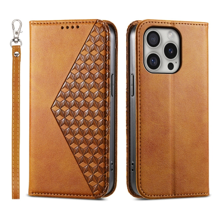 Cubic Grid Calf Texture Magnetic Leather Phone Case, Series 1