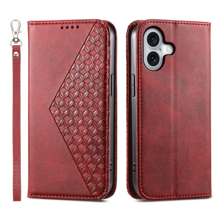 Cubic Grid Calf Texture Magnetic Leather Phone Case, Series 2