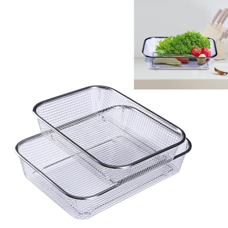 Household Creative Rectangular Kitchen Stainless Steel Fruit Vegetable Storage Basket Hollowed Drain Washing Box Reluova