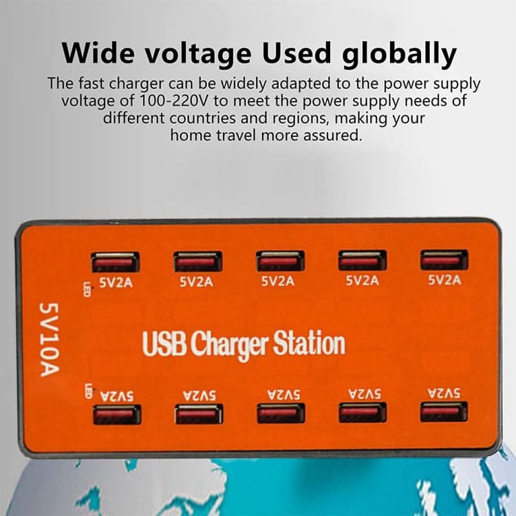 A5B 50W 10 Ports USB Smart Charging Station with Indicator Light