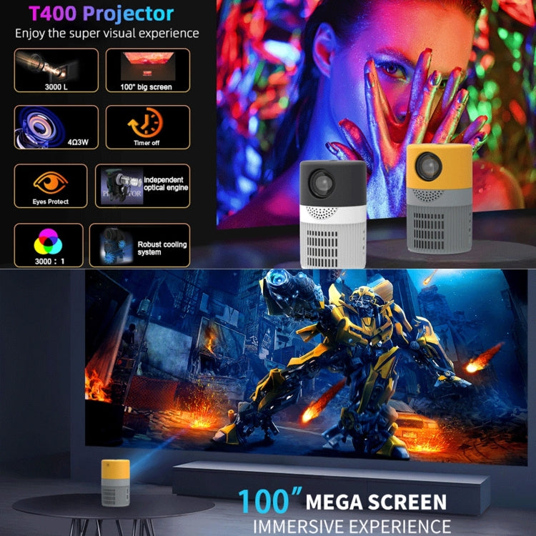 T400 3000 Lumens LED Mini Projector Support Wifi Screen Mirroring