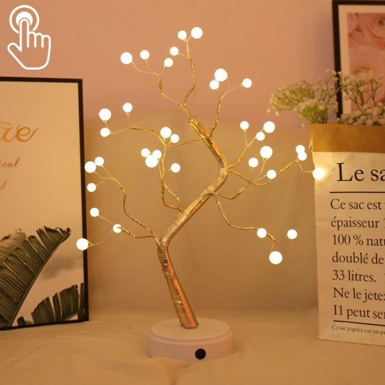 36 LEDs Pearl Tree Copper Wire Table Lamp Creative Decoration Touch Control Night Light (Warm White Light)-Reluova