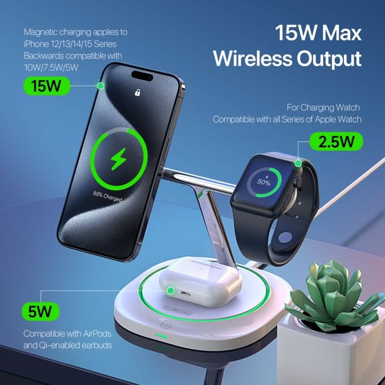 DUZZONA W16 15W 3 in 1 MagSafe Magnetic Wireless Charging Stand