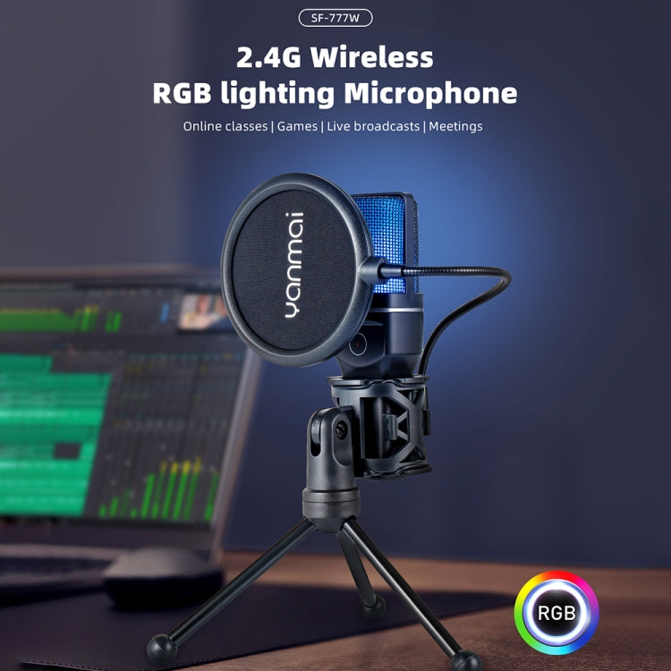 Yanmai SF-777W 2.4G Wireless Gaming Desktop Microphone with RGB Light & Blowout Net Reluova