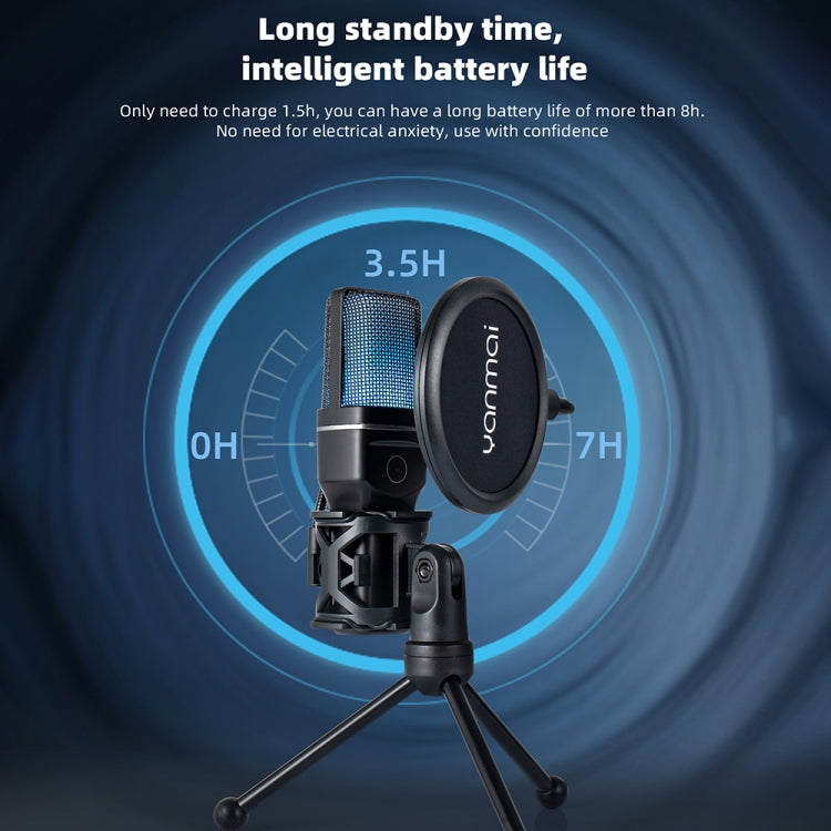 Yanmai SF-777W 2.4G Wireless Gaming Desktop Microphone with RGB Light & Blowout Net Reluova