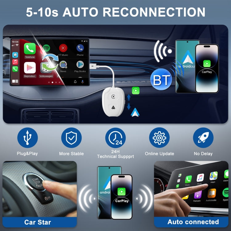 THT-020-9-1 USB + USB-C / Type-C Wired to Wireless Carplay / Android Auto Adapter ÎҵÄÉ̵ê