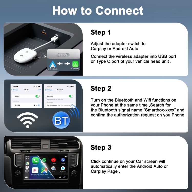 THT-020-9-1 USB + USB-C / Type-C Wired to Wireless Carplay / Android Auto Adapter ÎҵÄÉ̵ê