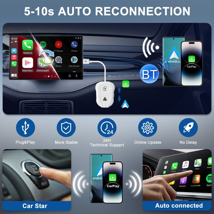 THT-020-9 USB + USB-C / Type-C Wired to Wireless Carplay / Android Auto Adapter ÎҵÄÉ̵ê