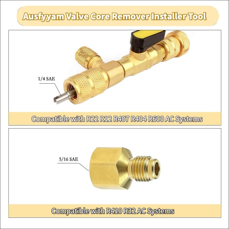 15pcs / Set Air Conditioning Valve Core Disassembly Tool with Rrepair Wrench & Valve Core