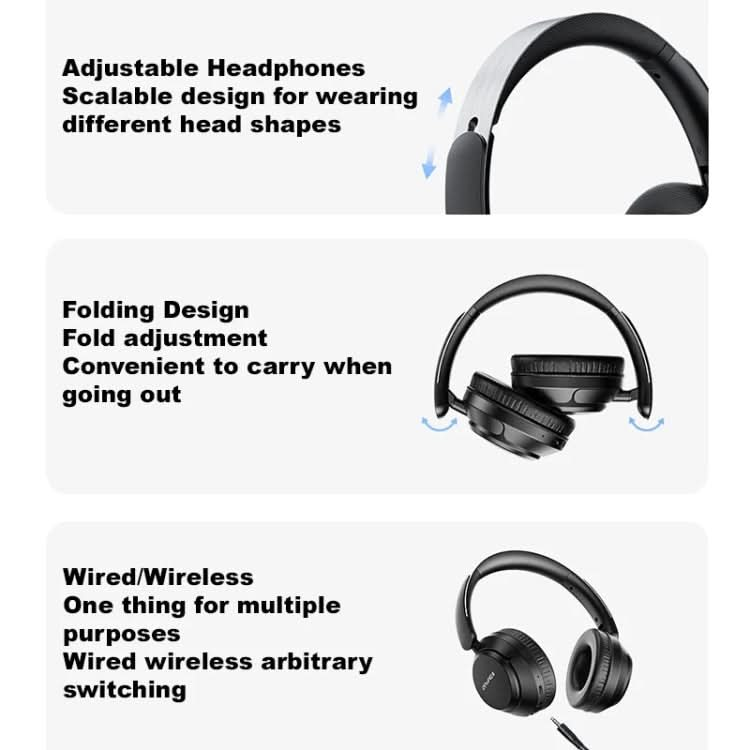 AWEI A360BL Foldable Wireless Bluetooth Gaming Headset