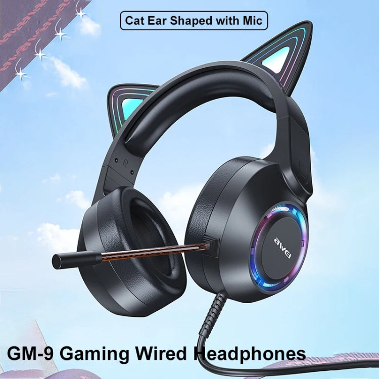 AWEI GM-9 Cat Ear Colorful Light Wired Gaming Headset with Mic My Store