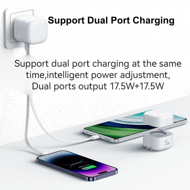 USAMS US-CC210 SMF Series PD35W 8 Pin + Type-C Dual Port GaN Fast Charger