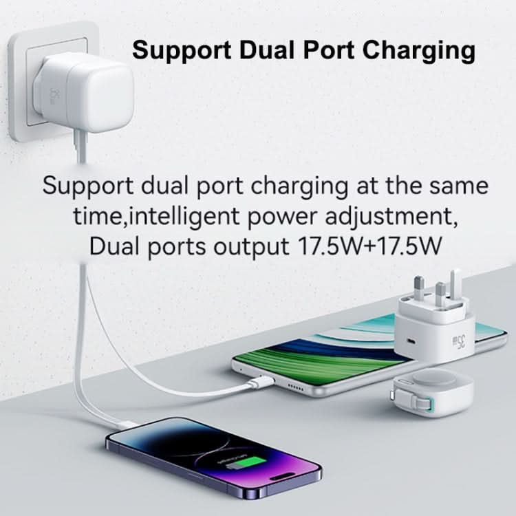 USAMS US-CC211 SMF Series PD35W 8 Pin + Type-C Dual Port GaN Fast Charger