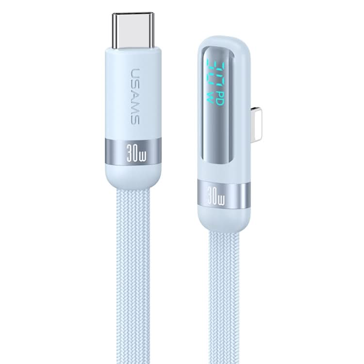 USAMS US-SJ652 PD 30W USB-C/Type-C to 8 Pin Aluminum Alloy Digital Display Fast Charging Elbow Data Cable, Length: 1.2m