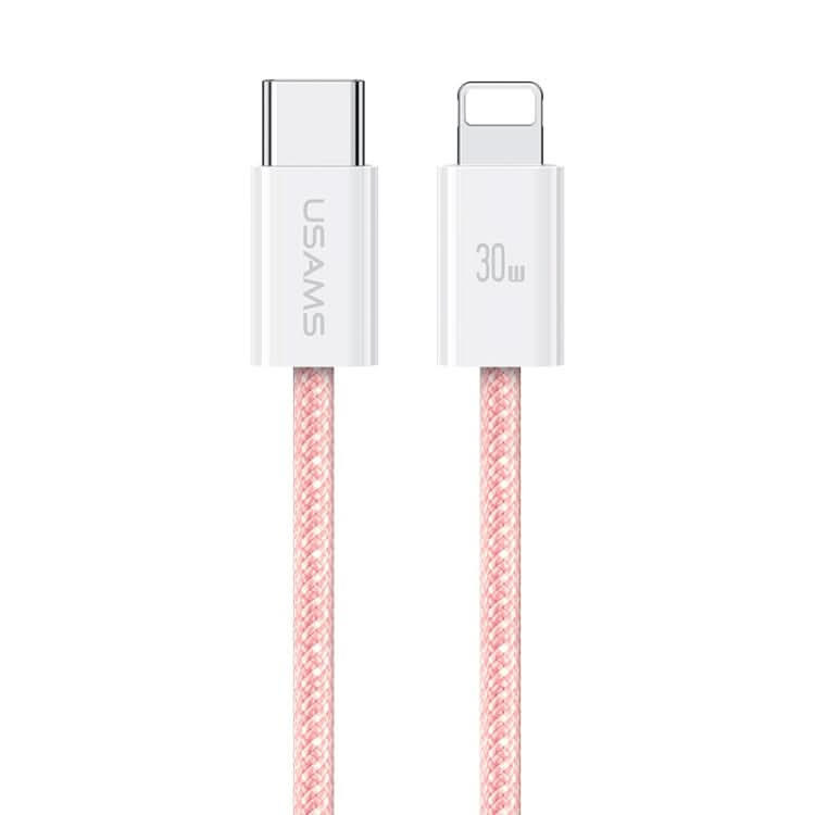 USAMS US-SJ657 U86 PD30W USB-C/Type-C to 8 Pin Rainbow Braided Fast Charging Data Cable, Length: 1.2m