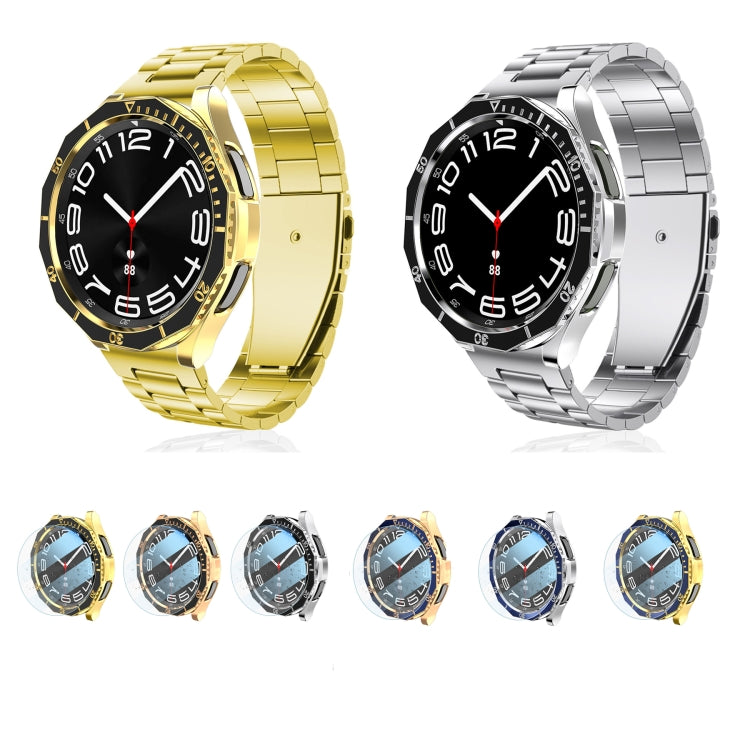 Electroplate PC Case + Tempered Film + Watch Bezel Ring Set