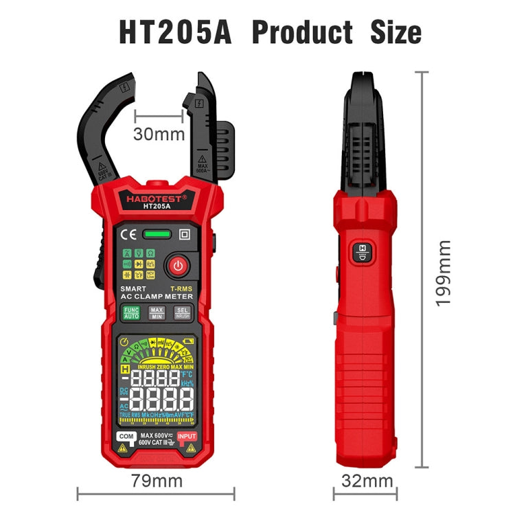 HABOTEST HT205A Multifunctional Intelligent Burn-proof Clamp Multimeter Reluova