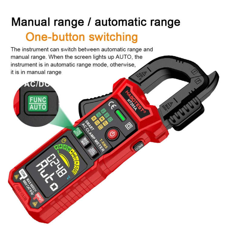 HABOTEST HT205A Multifunctional Intelligent Burn-proof Clamp Multimeter Reluova