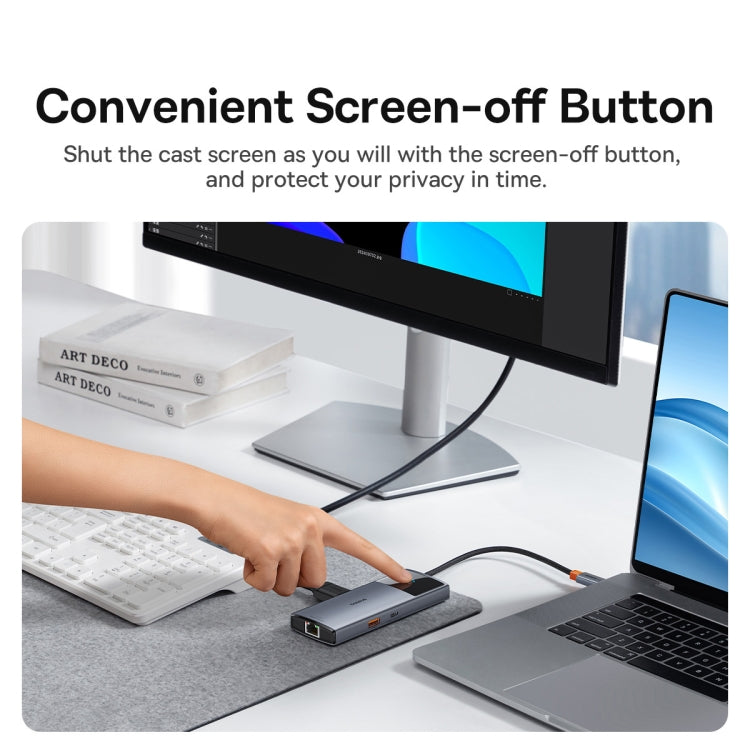 Baseus Metal Gleam Series II 6 in 1 Type-C to 1xHDMI+2xType-C+2xUSB+1xRJ45 HUB Docking Station