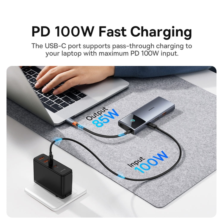 Baseus Metal Gleam Series II 6 in 1 Type-C to 1xHDMI+2xType-C+2xUSB+1xRJ45 HUB Docking Station