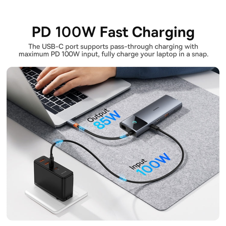 Baseus Metal Gleam Series II 10 in 1 Type-C to 1xHDMI+3xUSB+2xType-C+1xRJ45+1xSD/TF+1x3.5mm HUB Docking Station