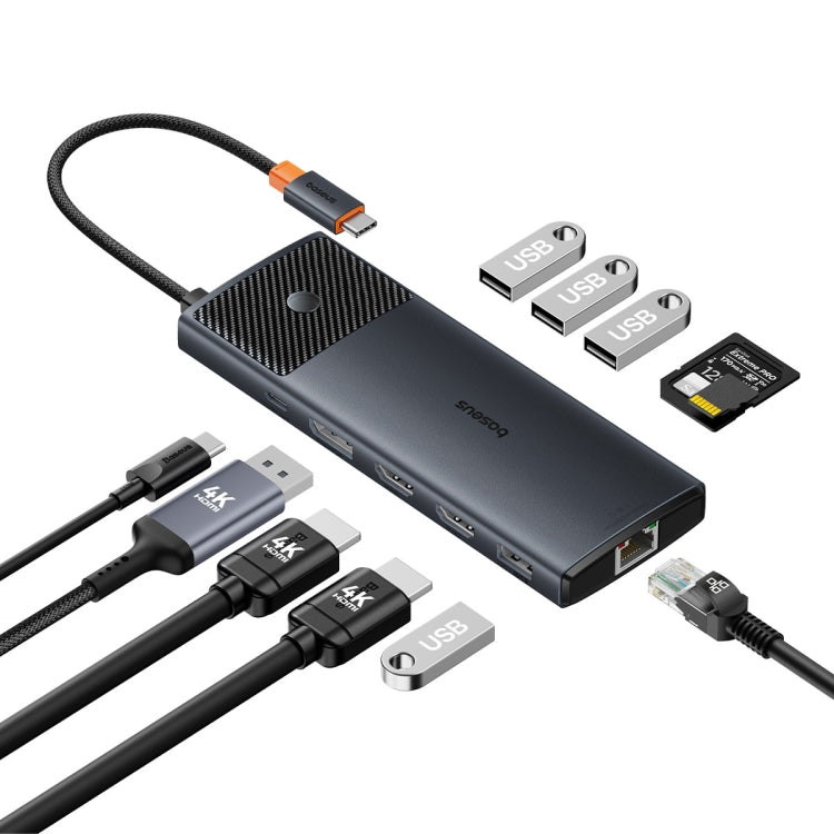 Baseus Metal Gleam Series II 11 in 1 Type-C to 2xHDMI+1xDP+4xUSB+1xType-C+1xRJ45+1xSD/TF HUB Docking Station