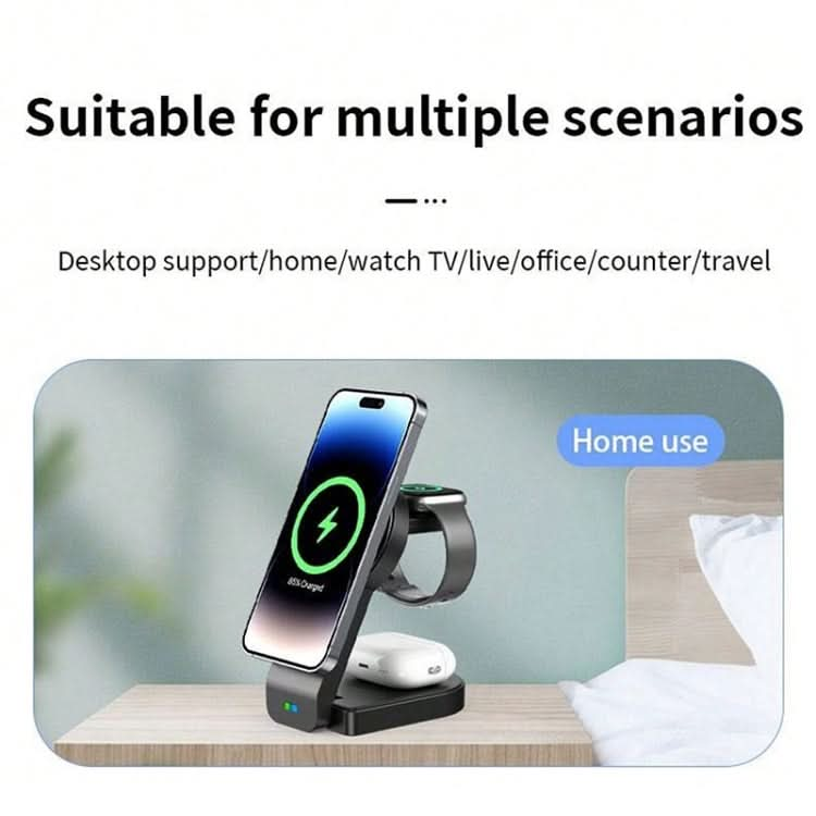 B-23 3 in 1 Foldable Magnetic Wireless Charger Phone Holder