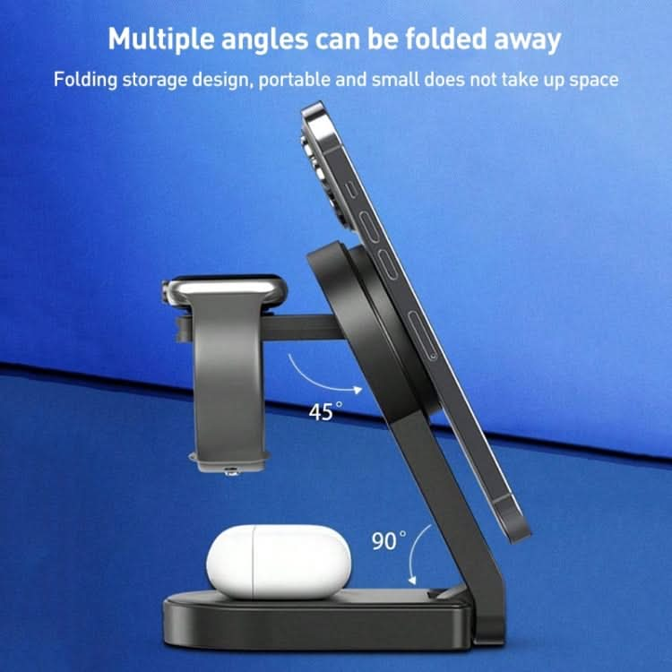 B-23 3 in 1 Foldable Magnetic Wireless Charger Phone Holder