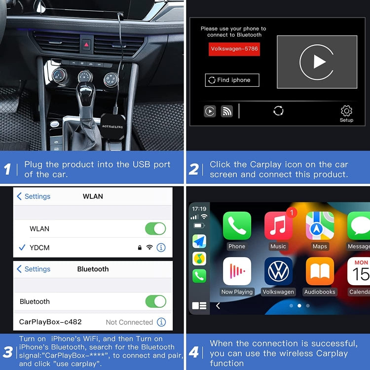 USB + USB-C / Type-C Wired to Wireless Carplay Adapter ÎҵÄÉ̵ê