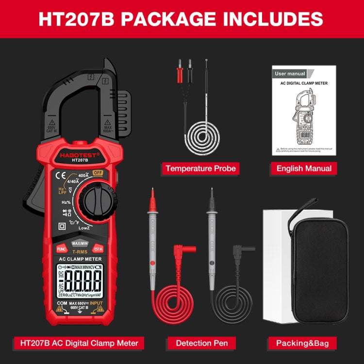 HABOTEST HT207B Multifunctional Digital Clamp Multimeter Reluova