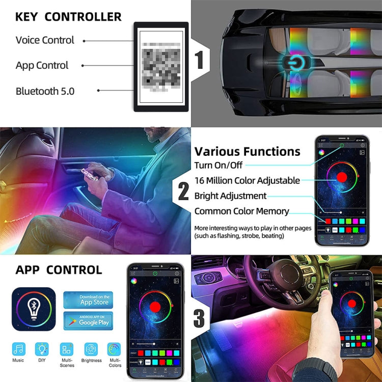 G4 Car USB RGB Foot LED Atmosphere Light with APP Control ÎҵÄÉ̵ê