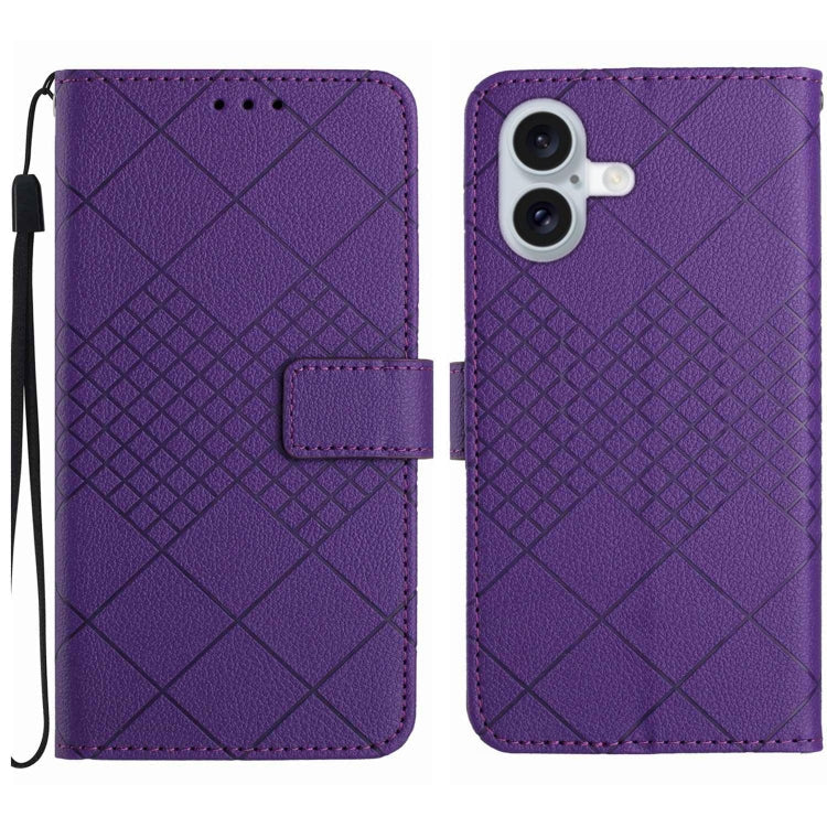 Rhombic Grid Texture Leather Phone Case, Series 1