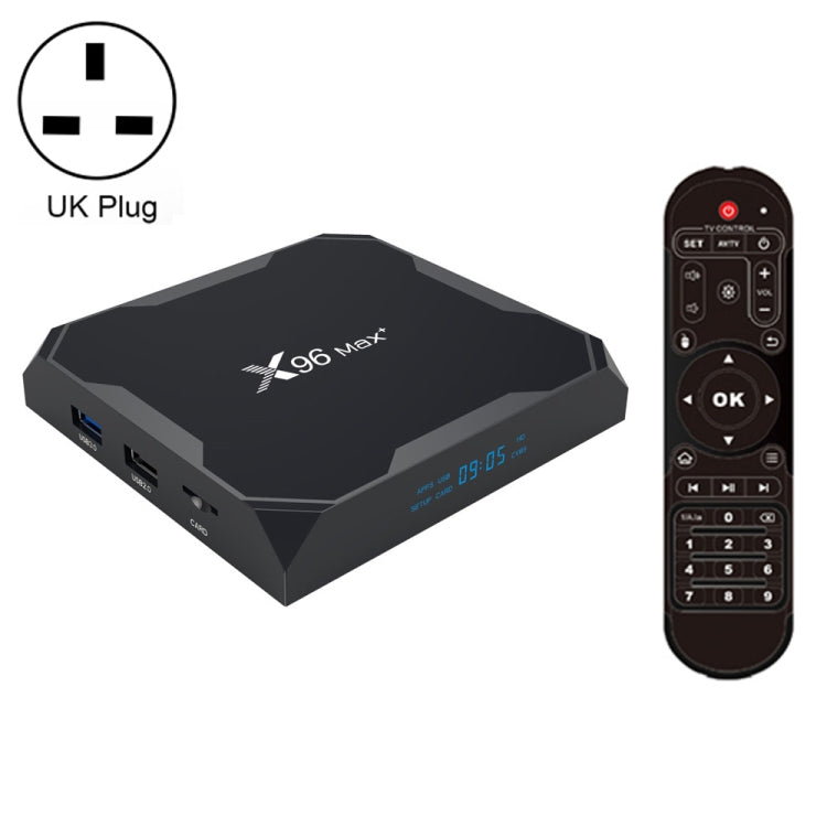 X96 max+ 4K Smart TV Box with Remote Control, Android 9.0, Amlogic S905X3 Quad-Core Cortex-A55,2GB+16GB, Support LAN, AV, 2.4G/5G WiFi, USBx2,TF Card, Reluova