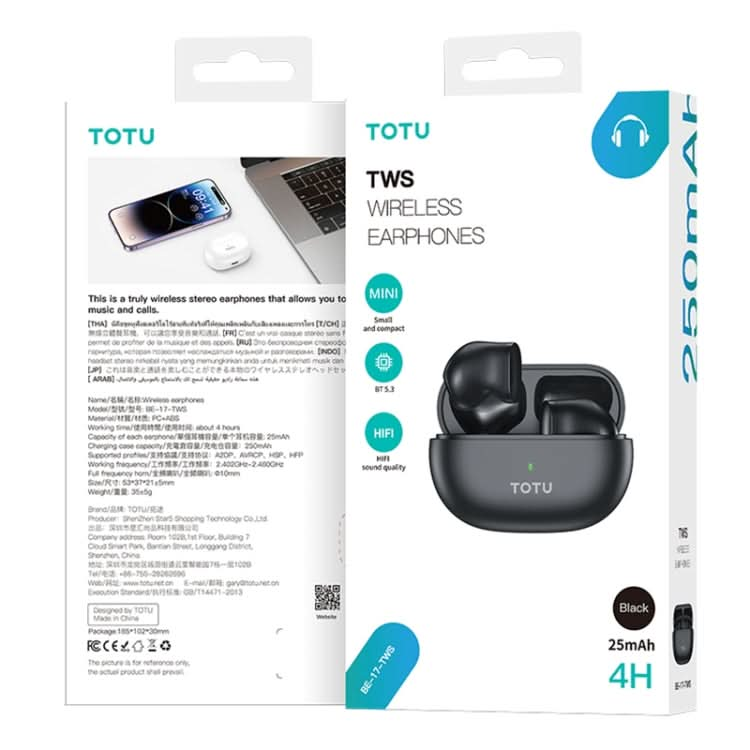 TOTU BE -17-TWS Bluetooth 5.3 Wireless Bluetooth Earphone