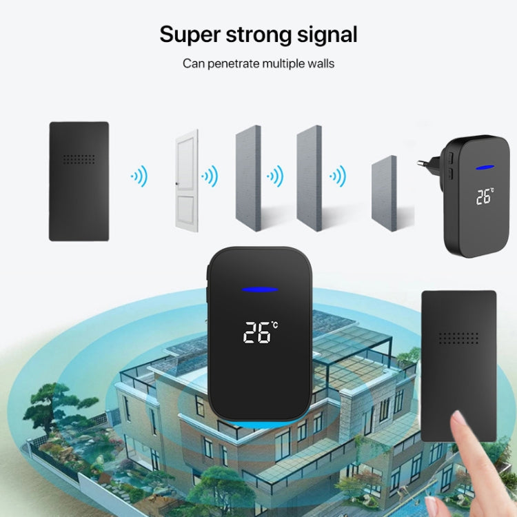 C302B One to One Home Wireless Doorbell Temperature Digital Display Remote Control Elderly Pager Reluova