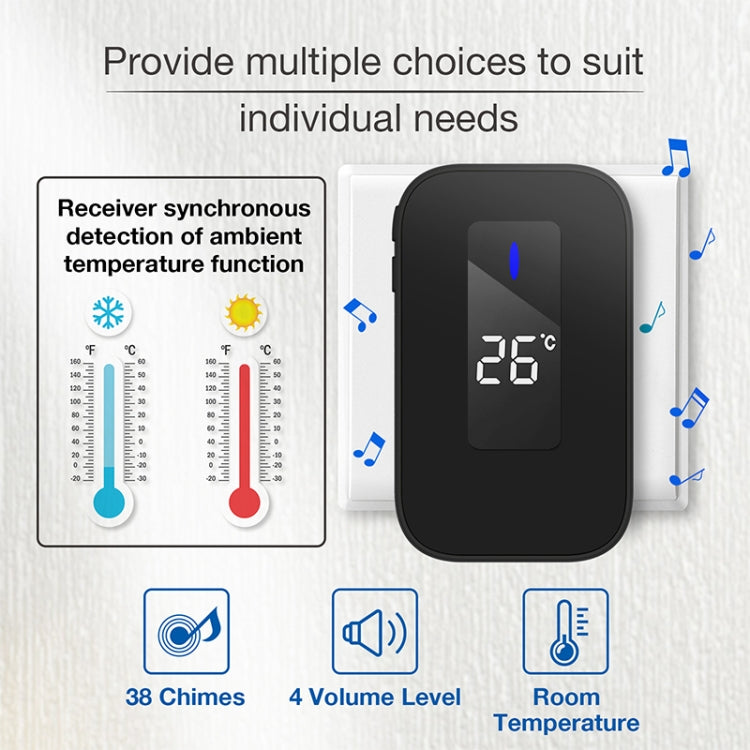 C303B Eins zu Eins Home Drahtlose Türklingel Temperatur Digital Display Fernbedienung Ältere Pager