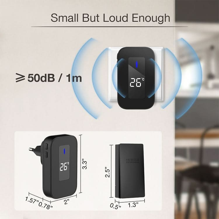 C303B One to Two Home Wireless Doorbell Temperature Digital Display Remote Control Elderly Pager Reluova