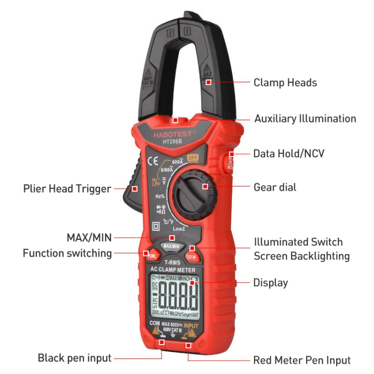 HABOTEST HT206B Auto-ranging High Precision Digital Clamp Multimeter Reluova