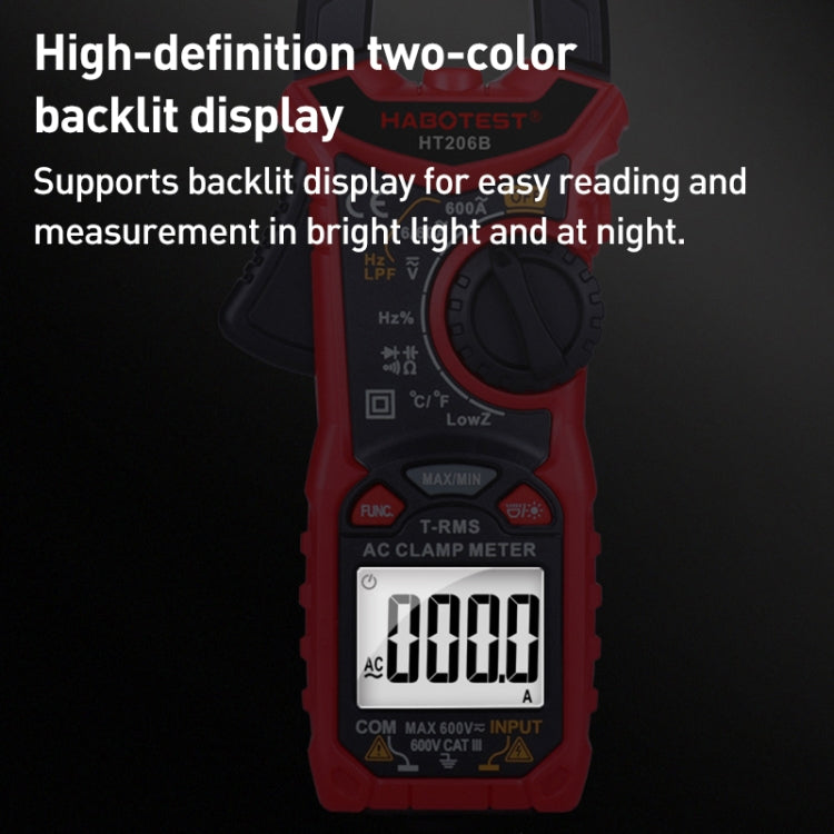 HABOTEST HT206B Auto-ranging High Precision Digital Clamp Multimeter Reluova