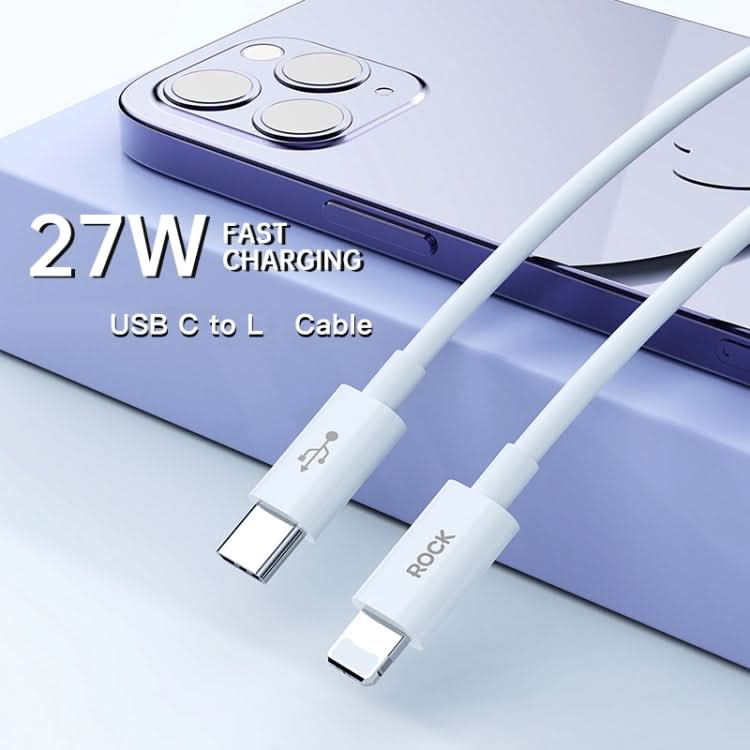 ROCK Simple Series 1m 27W USB-C / Type-C to 8 Pin Fast Charging Data Cable