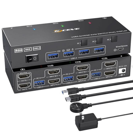 KC-KVM302AS 4K 60Hz USB3.0 / HDMI Dual Monitors KVM Switch My Store