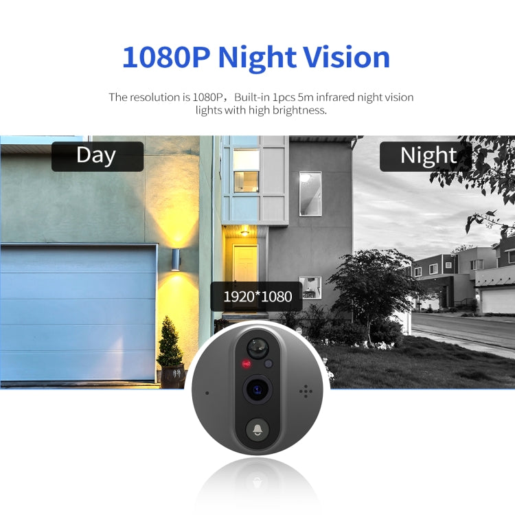 ESCAM C86 1080P 4.3 inch Smart WiFi Digital Door Viewer Supports Wide-Angle PIR & Night Vision & Dingdong Photo