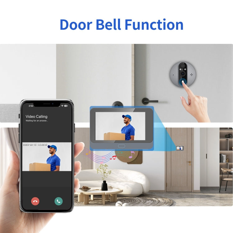 ESCAM C87 1080P 4.3 inch Smart WiFi Digital Door Viewer Supports Wide-Angle PIR & Night Vision & Dingdong Photo