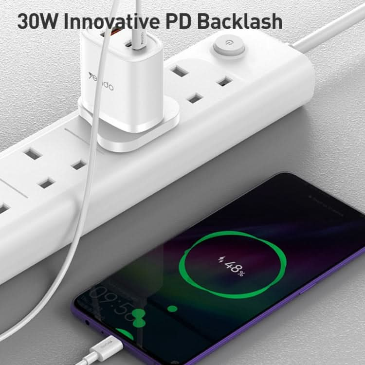 Yesido YC51 30W USB-C / Type-C + USB + 8 Pin Travel Charger with 1m Type-C to 8 Pin Cable, UK Plug