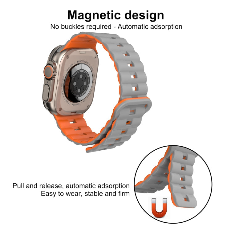 Reverse Buckle Two Color Magnetic Silicone Watch Band, Series 7